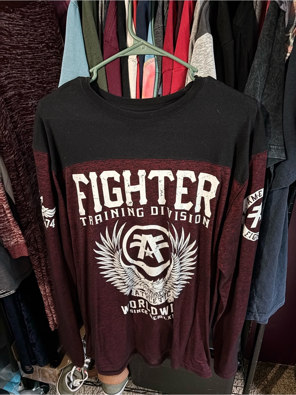 American Fighter Training Division Long-Sleeve Shirt - Burgundy/Black